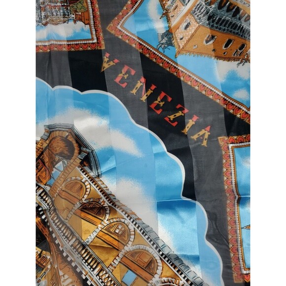 Vintage Shawl Venezia. Venezia Print. Vintage Shawl. Vintage scarf. Italy shawl. - Picture 3 of 5